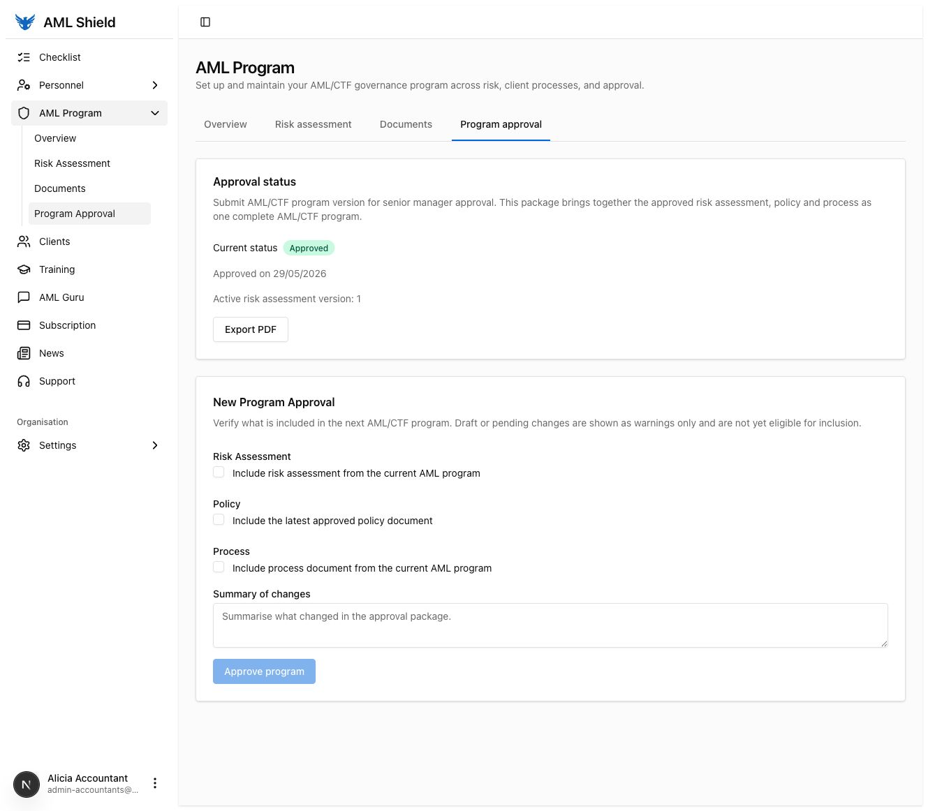 Build your AML program: Program approval